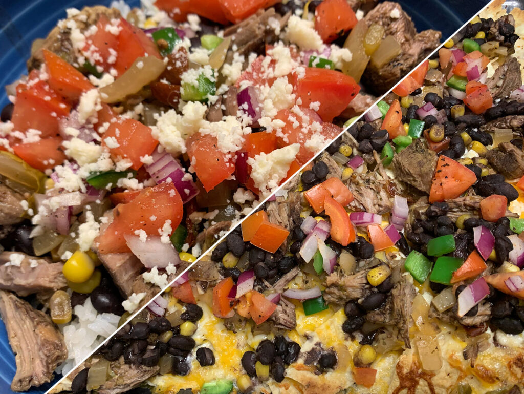Barbacoa Beef Bowl and Nachos